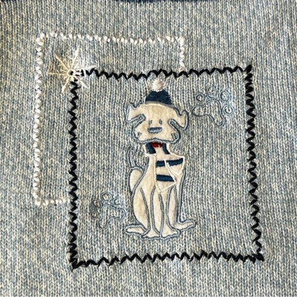 Vintage Carroll Reed Multi Shade Blues Zip Up Embroidered Knit Cardigan Sweater - Picture 6 of 10